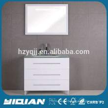 White Mat Finish Floor Standing Mirrored Glass Basin MDF Home Furniture